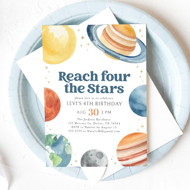 Reach Four, Stars Rymden 4e födelsedagen Inbjudningar (Skapare uppladdad)