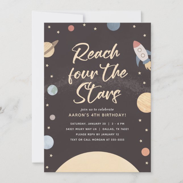 Reach Four, Stars Rymden 4e födelsedagen Inbjudningar (Framsida)