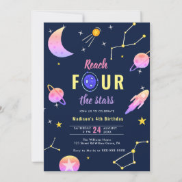 Reach Four the Stars 4-års födelsedagsinbjudan Inbjudningar
