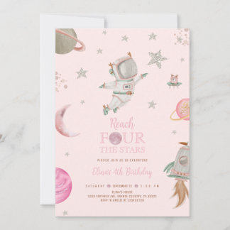 Reach four the stars, Girl Astronaut, Space 4th Inbjudningar