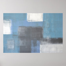 'Reach Out'-Grått och Blue Abstrakt Art Poster