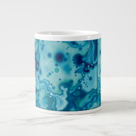 Reactive Glaze Deep Blue Green Fluid Texture Mug Jumbo Mugg