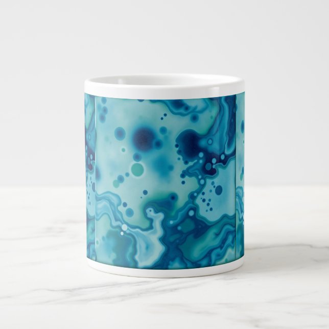 Reactive Glaze Deep Blue Green Fluid Texture Mug Jumbo Mugg (Framsidan)