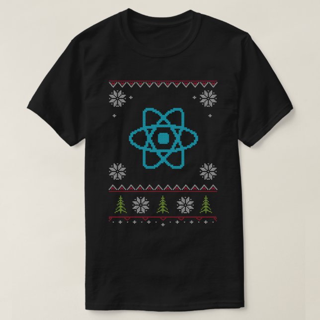 ReactJS JavaScript Programmer Ugly Sweater Christm T Shirt (Design framsida)