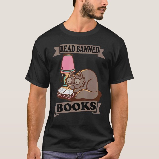 Read Banned Books Cat Book Reading  Literature T Shirt (Framsida)