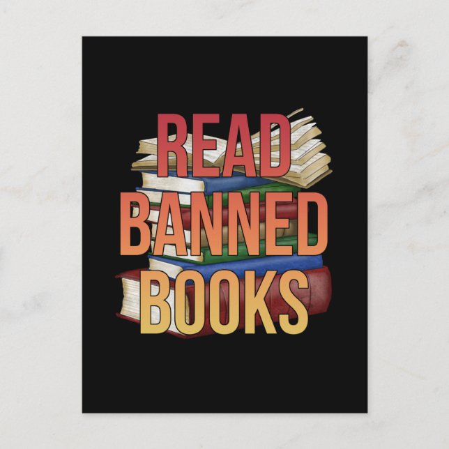 Read Banned Books Librarian Bookworm Book Reader Vykort (Framsida)