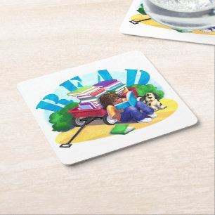 READ Bok Wagon Art Underlägg Papper Kvadrat