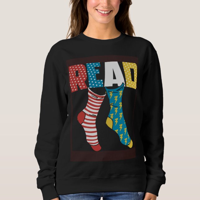 Read Books Wacky Socks Reading Teacher Book Nerds T Shirt (Framsida)