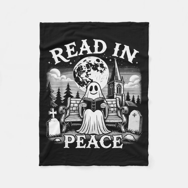 Read In Peace Ghost Reading Books Funny Halloween  Fleecefilt (Framsidan)