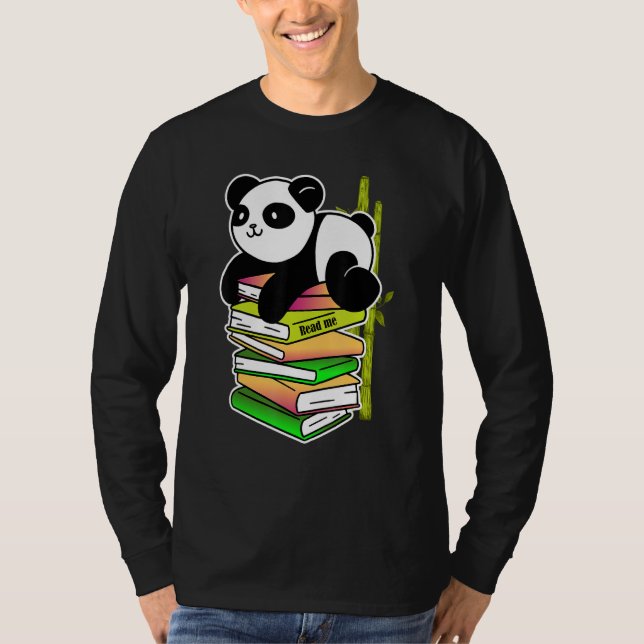 read me panda teaching reading learning bamboo t shirt (Framsida)