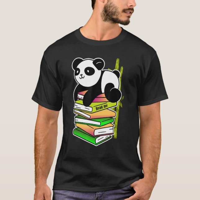 read me panda teaching reading learning bamboo t shirt (Framsida)