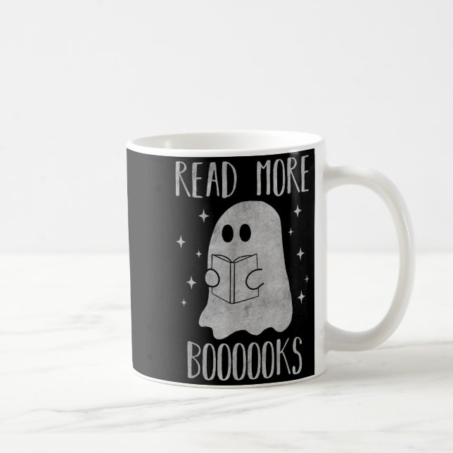 Read More Boooooks Funny Cute Halloween Ghost Read Kaffemugg (Höger)