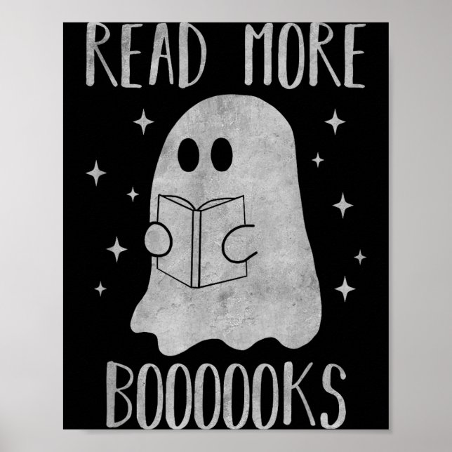 Read More Boooooks Funny Cute Halloween Ghost Read Poster (Framsidan)