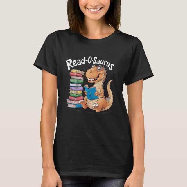 Read-o-saurus Dinosaur Reading Dinosaur Bok Älskar T Shirt (Framsida)