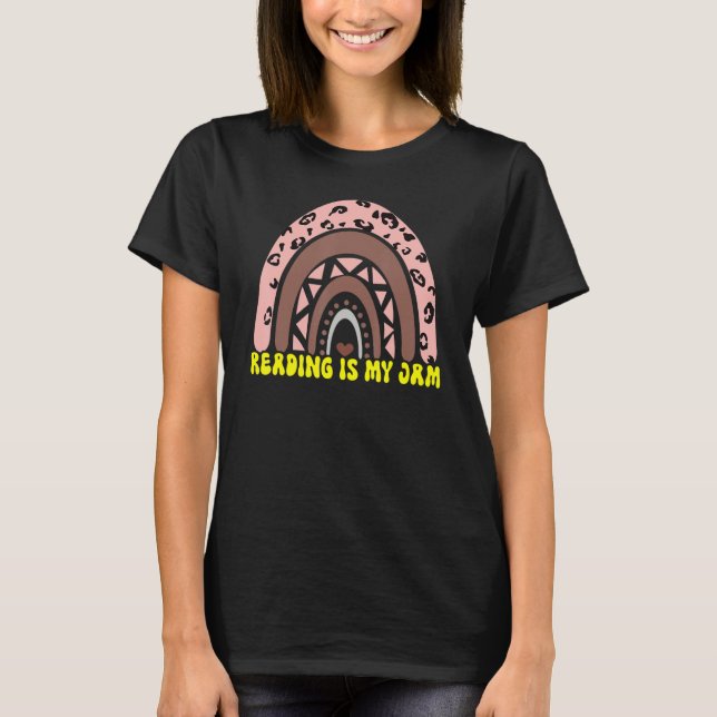 Read Teacher Rainbow Leopard  Reading Is My Jam 8 T Shirt (Framsida)