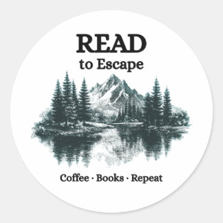 Read to Escape - Coffee, Books, Repeat Sticker Runt Klistermärke