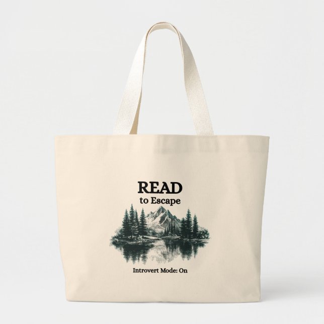 Read to Escape – Introvert Mode: On Tote Bag Jumbo Tygkasse (Framsidan)