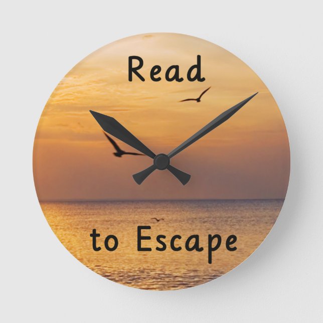 Read to Escape Wall Clock | Book Lover Quote Rund Klocka (Framsida)