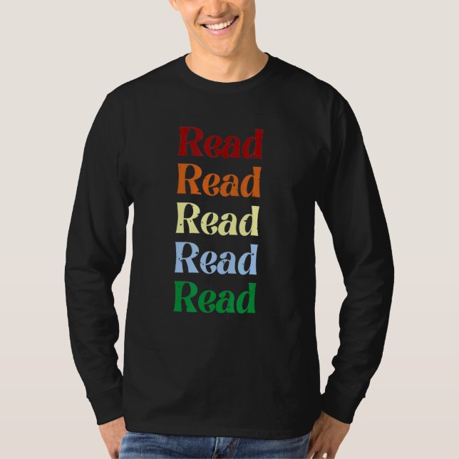 READ x 5: nödlidande bok-regnbåge bibliotek T Shirt (Framsida)