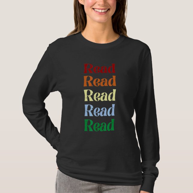 READ x 5: nödlidande bok-regnbåge bibliotek T Shirt (Framsida)