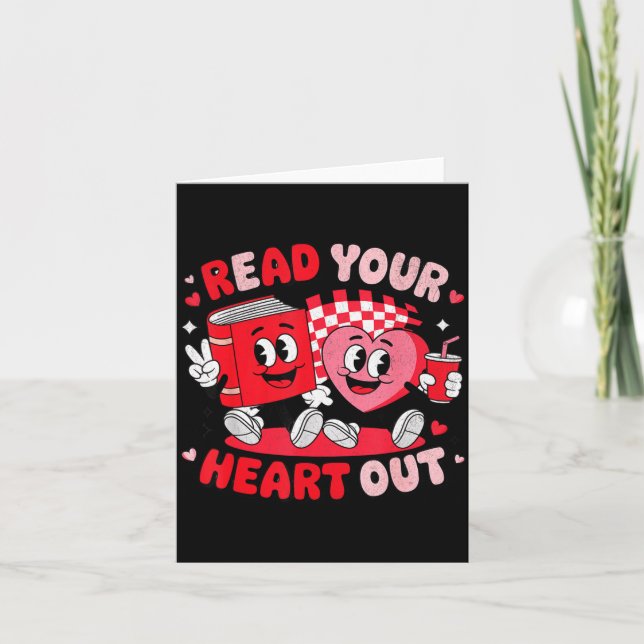 Read Your Heart Out Valentine's Day Retro Teacher  Kort (Framsida)