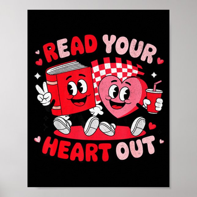 Read Your Heart Out Valentine's Day Retro Teacher  Poster (Framsidan)