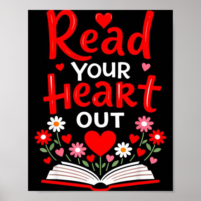 Read Your Heart Valentine Reading Book Girls Flowe Poster (Framsidan)