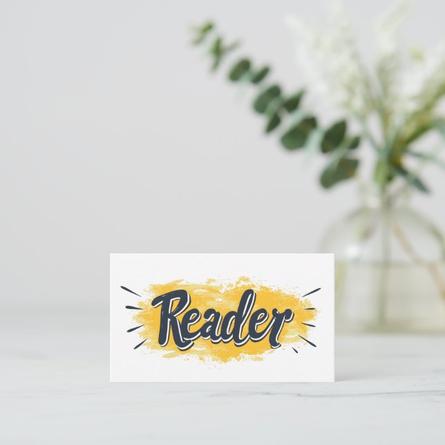 Reader Black and Gult Slogan Visitkort (Stående Fram)