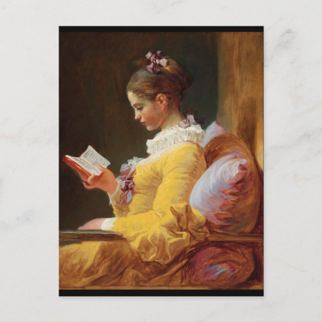 Reader Fransk Girl in Gult Dress Vykort (Framsida)