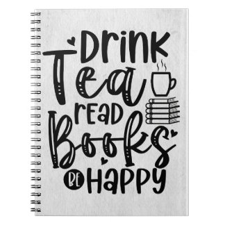 Reader Gift Drink Tea Read Bokar BE Lycklig Anteckningsbok