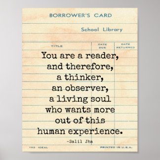 Reader Human Experience Salil Jha Quote Wall Art Poster