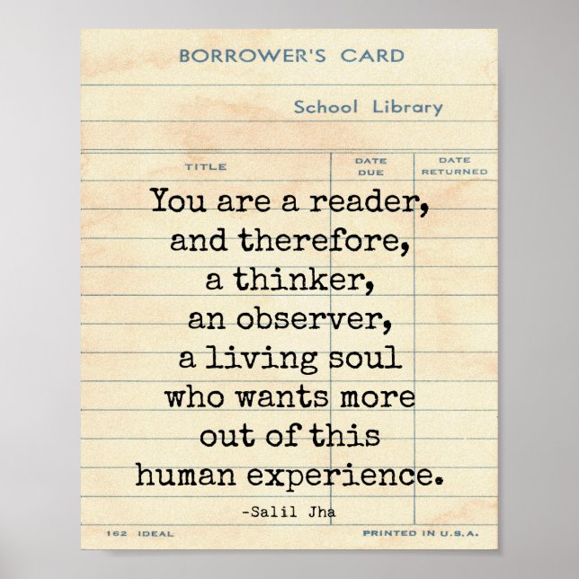 Reader Human Experience Salil Jha Quote Wall Art Poster (Framsidan)