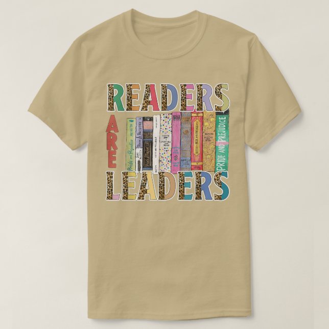 Readers Are Leaders Boho Leopard Book Lover Back T T Shirt (Design framsida)