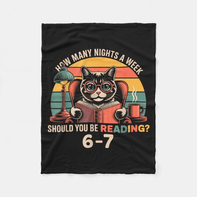 Reading 67 Meme Englieacher In Funny 67 Retro Cat  Fleecefilt (Framsidan)