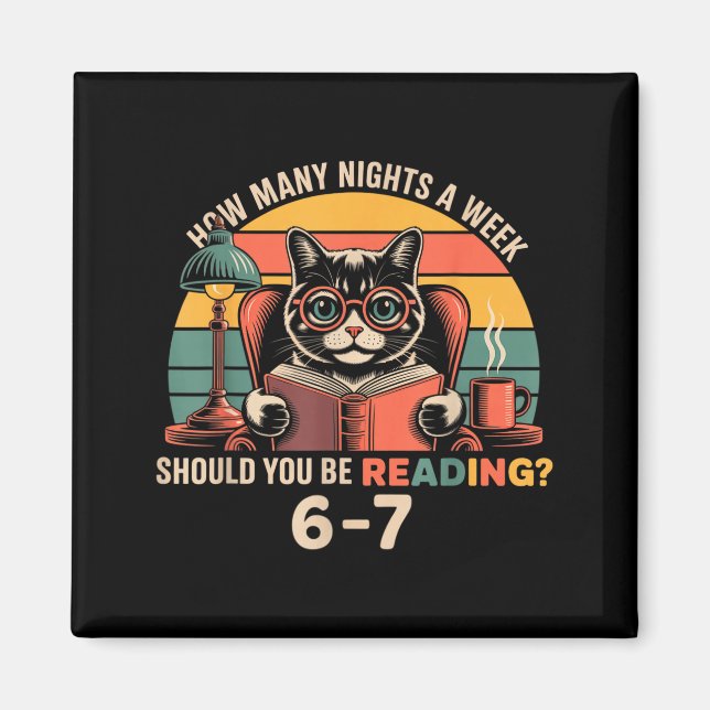 Reading 67 Meme Englieacher In Funny 67 Retro Cat  Magnet (Framsidan)