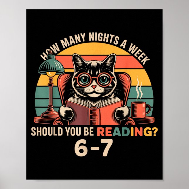 Reading 67 Meme Englieacher In Funny 67 Retro Cat  Poster (Framsidan)