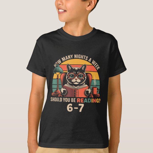 Reading 67 Meme Englieacher In Funny 67 Retro Cat  T Shirt (Framsida)