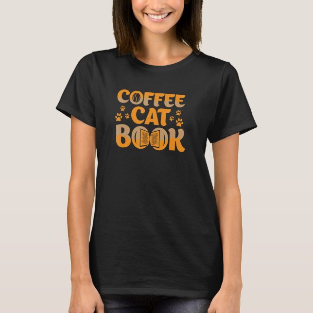 Reading adventure book readers apparel coffee cat  t shirt (Framsida)