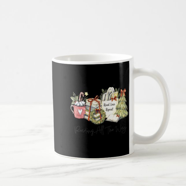 Reading All The Way Christmas Book Lover For Women Kaffemugg (Höger)