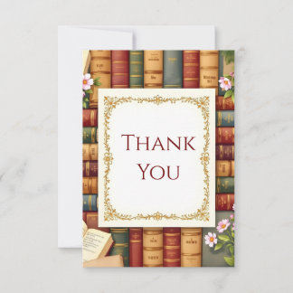 Reading Books Books Lover Thank You Card  Tack Kort