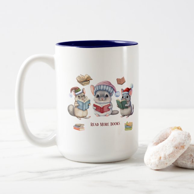 Reading Books Mug Två-Tonad Mugg (Med munk)