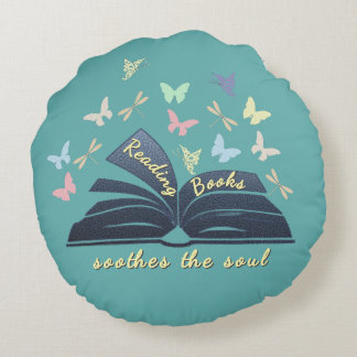 Reading Books Soothes The Soul Round Pillow Rund Kudde