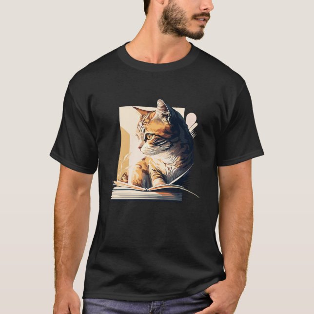 Reading Cat Book Lover Cat Lover Bookworm Cat Owne T Shirt (Framsida)