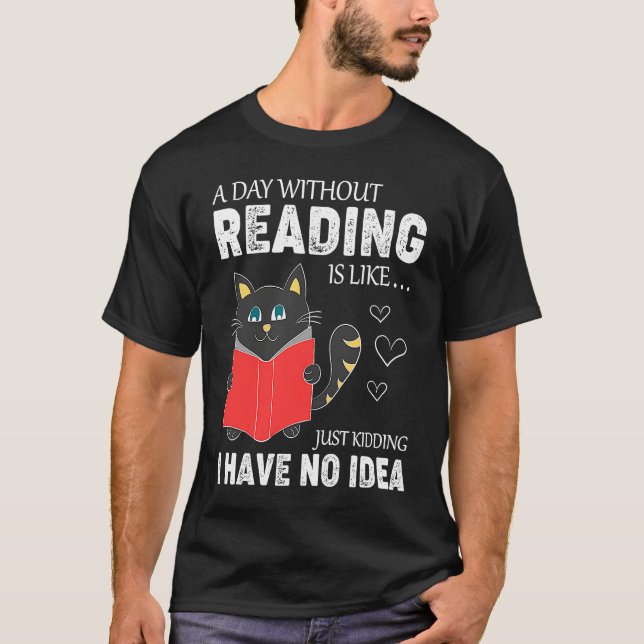 Reading Cat   Cat   Cool Book Worm T Shirt (Framsida)