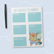 Reading Dog Kid Weekly Planner Notepad
