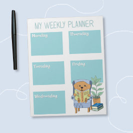 Reading Dog Kid Weekly Planner Notepad Anteckningsblock