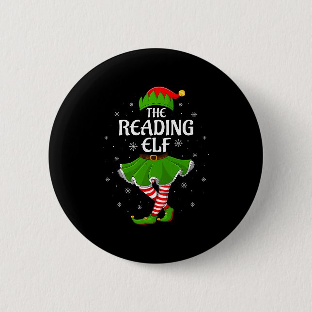 Reading Elf Christmas Family Girls Women Elf Squad Knapp (Framsida)