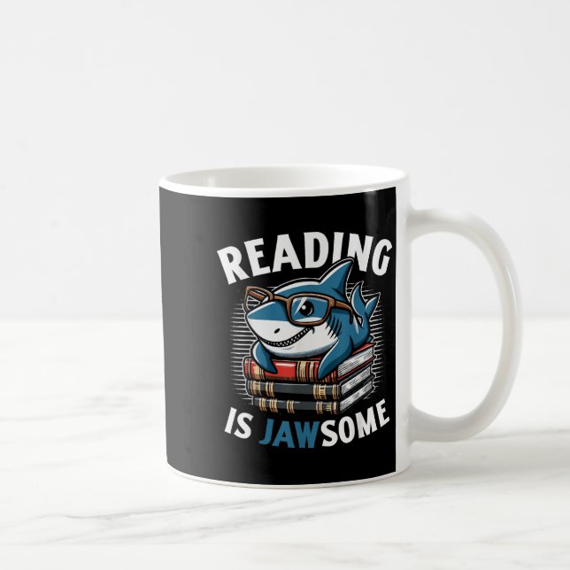 Reading Is Jawsome Shark Books Bookworm Reader  Kaffemugg (Höger)