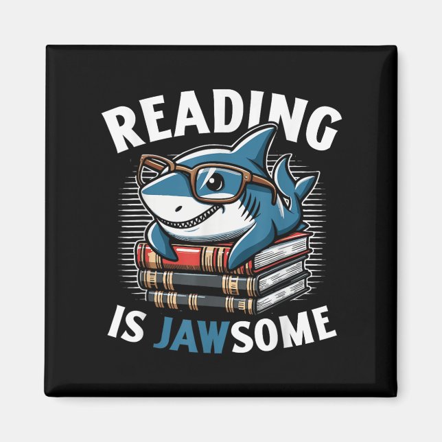 Reading Is Jawsome Shark Books Bookworm Reader  Magnet (Framsidan)