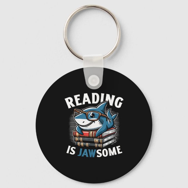 Reading Is Jawsome Shark Books Bookworm Reader  Nyckelring (Framsida)